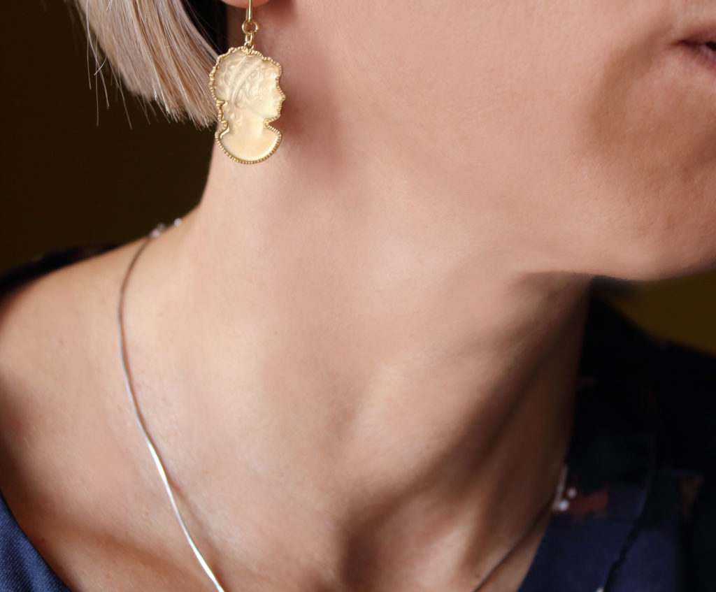 Cameo silver earrings